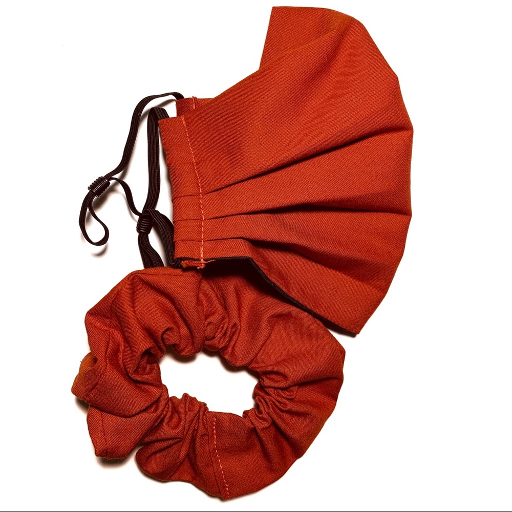 2/$30 Face Mask 3 Layer Scrunchie Burnt Orange